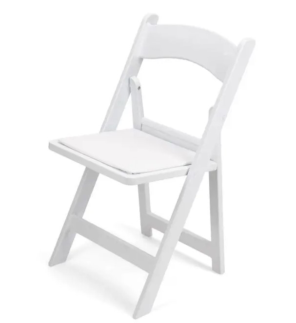 Padded Resin White Folding Chair